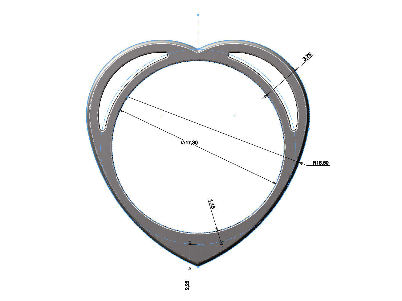 Heart shaped ring 3D print model_4
