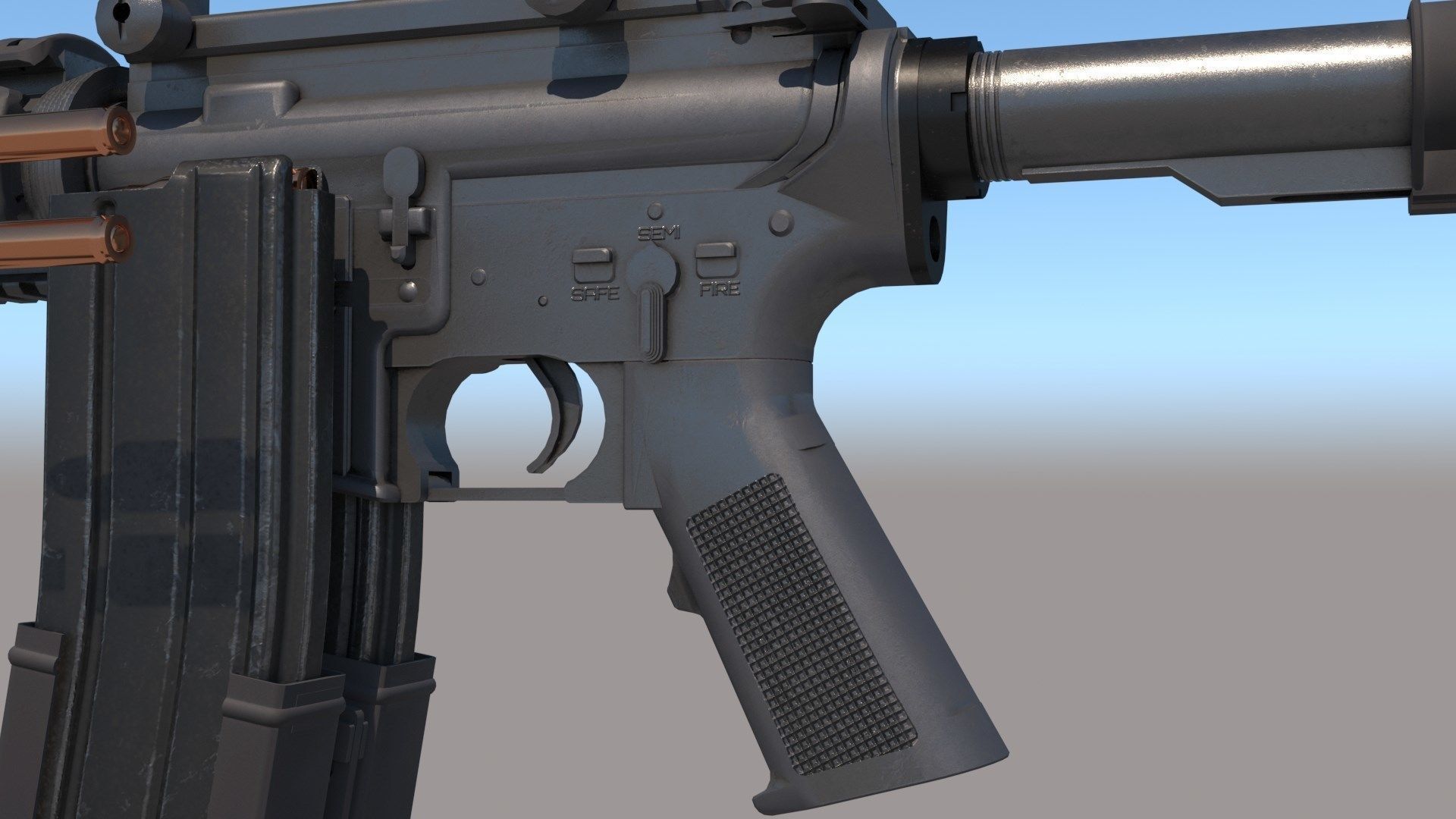 M4A1 Custom Low-poly 3D model_7