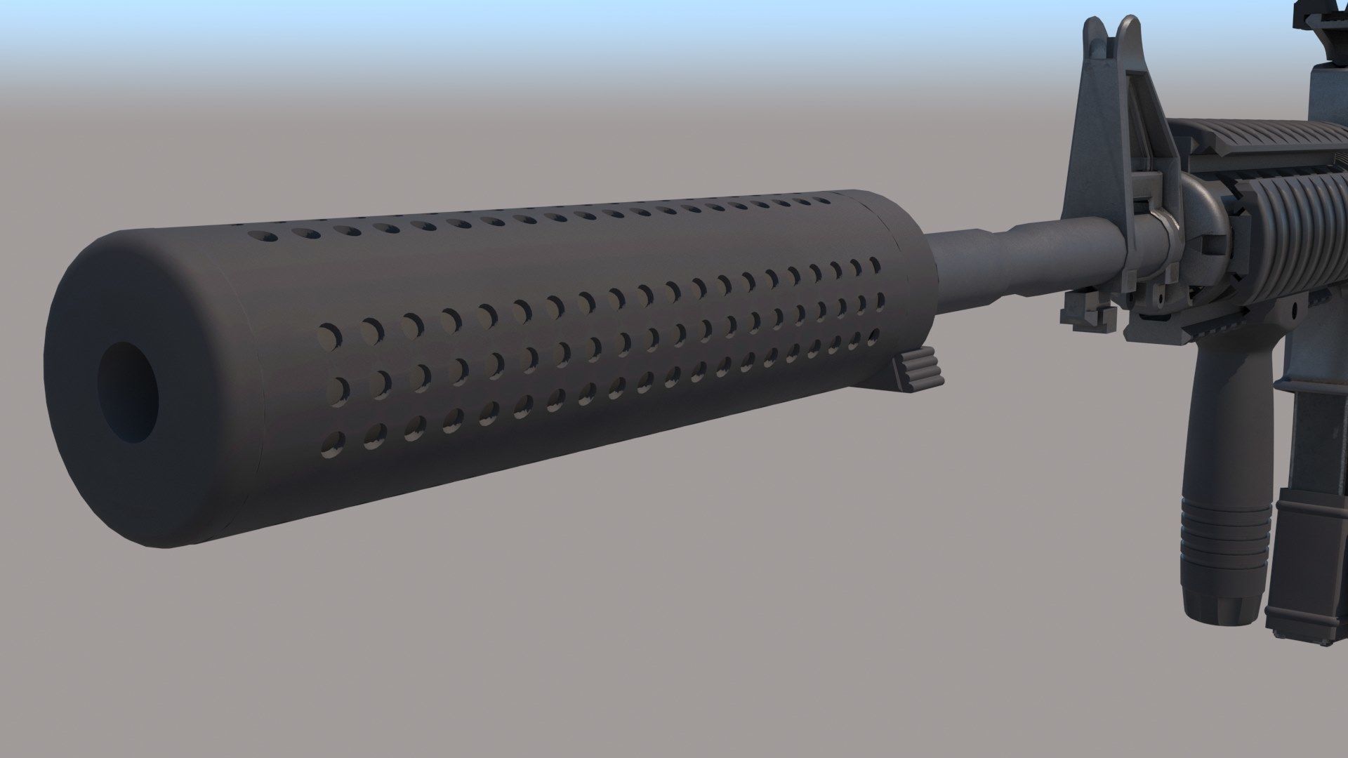 M4A1 Custom Low-poly 3D model_9