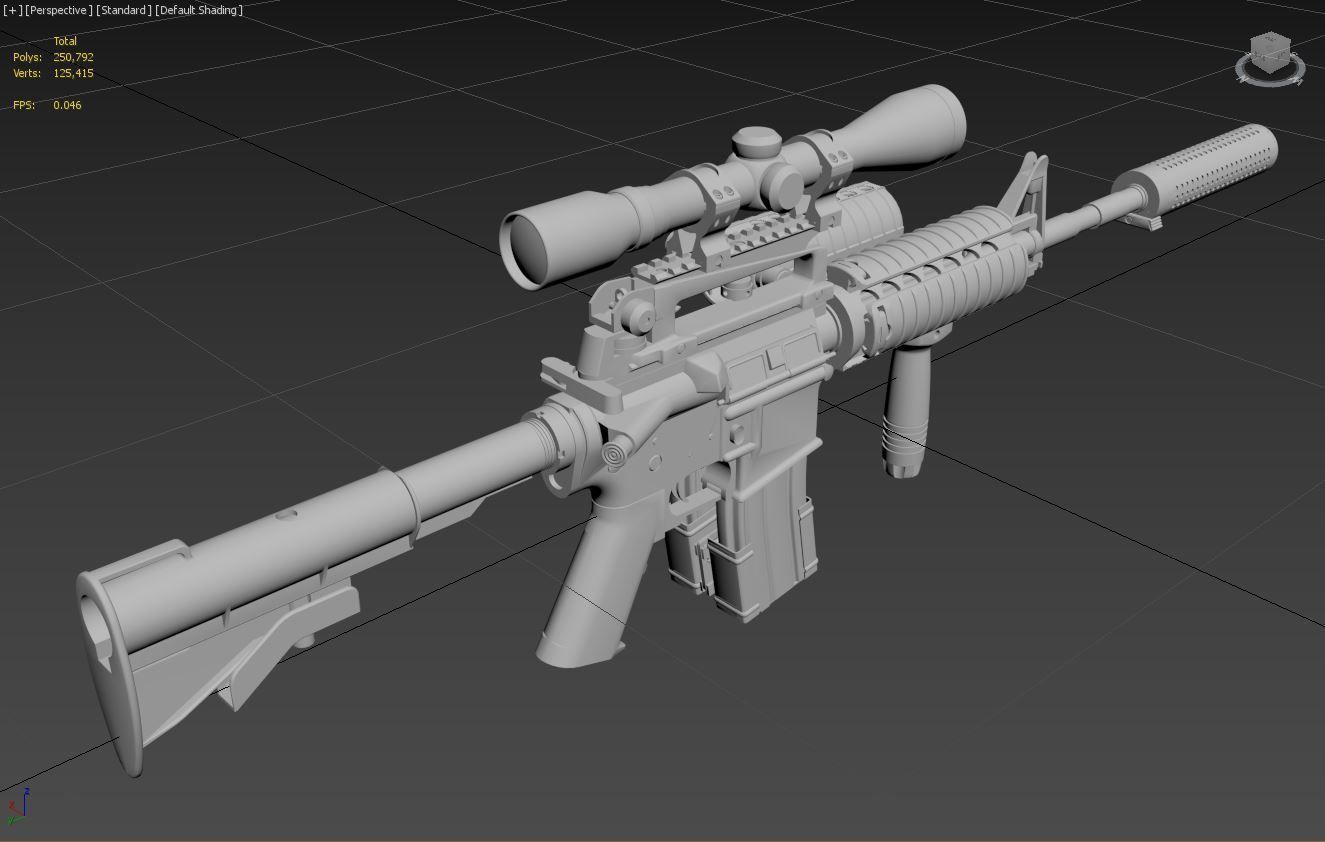 M4A1 Custom Low-poly 3D model_19