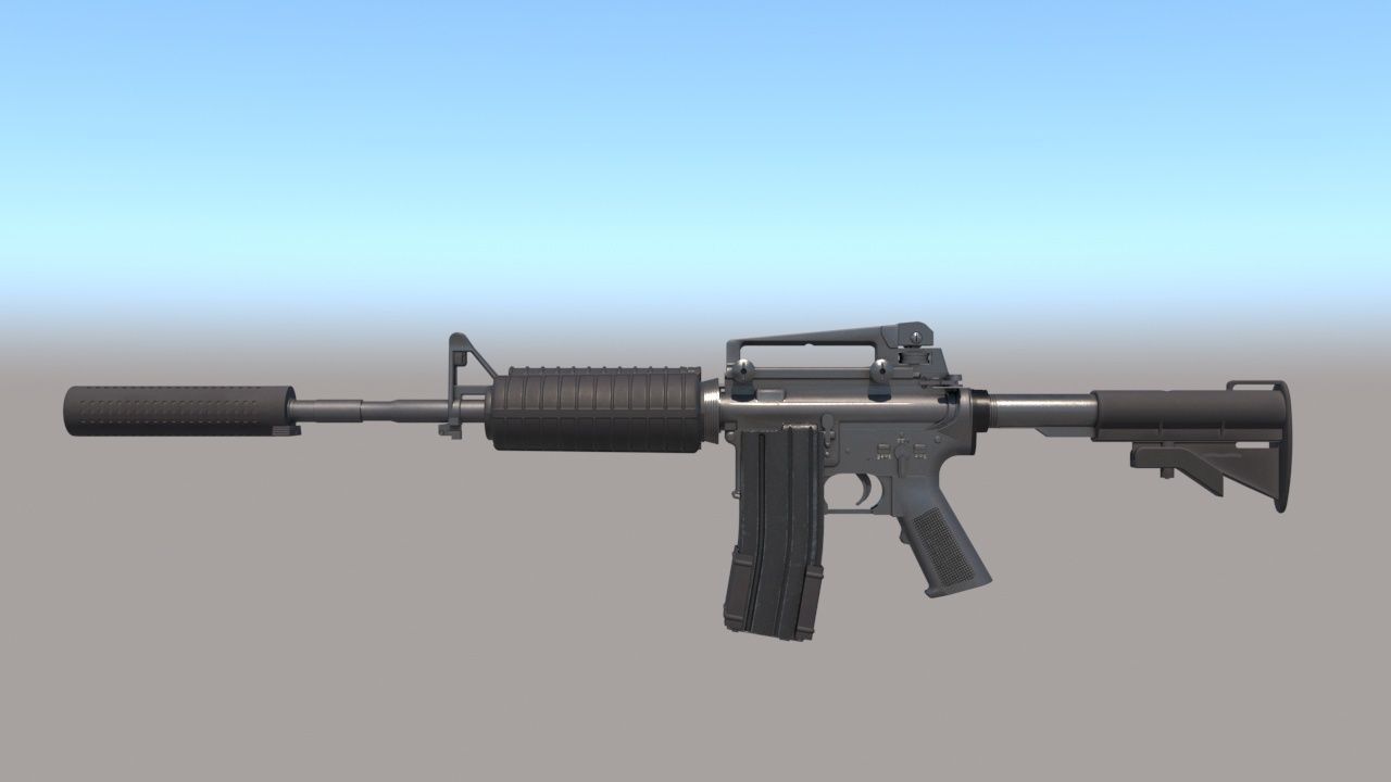 M4A1 Custom Low-poly 3D model_10