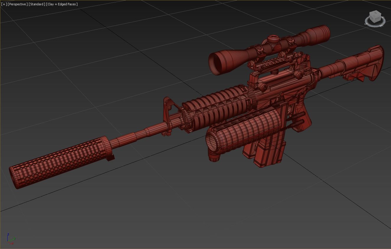 M4A1 Custom Low-poly 3D model_14