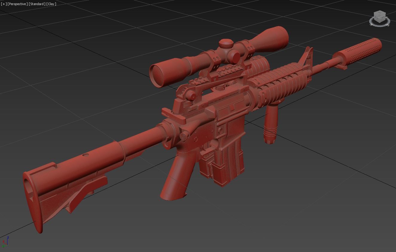 M4A1 Custom Low-poly 3D model_16
