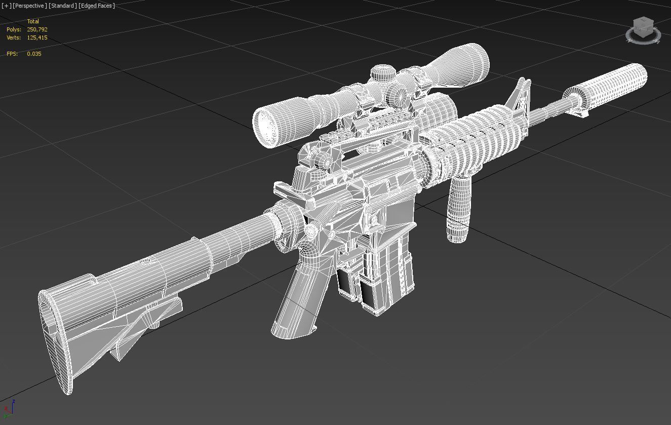M4A1 Custom Low-poly 3D model_18