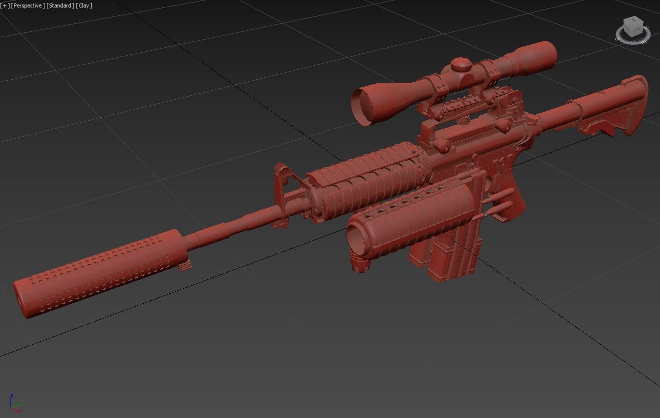M4A1 Custom Low-poly 3D model_15