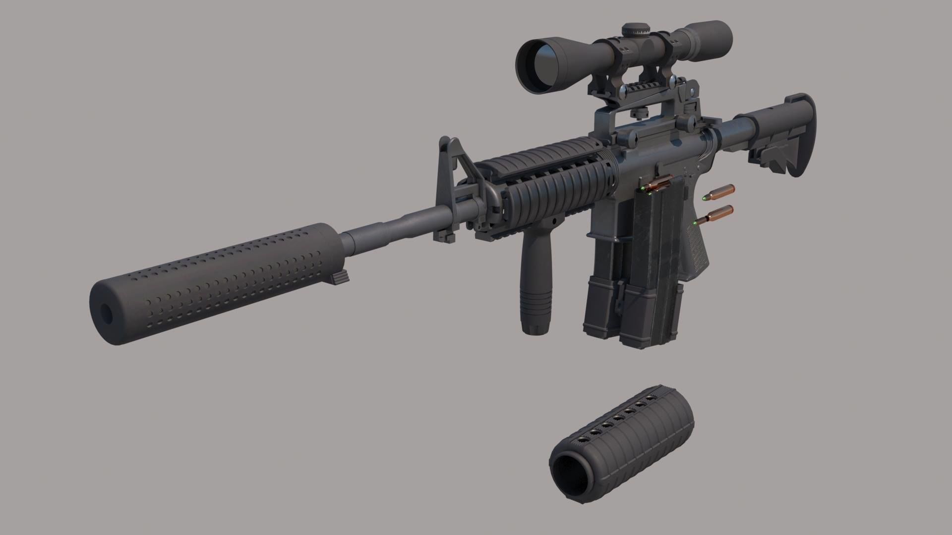 M4A1 Custom Low-poly 3D model_2