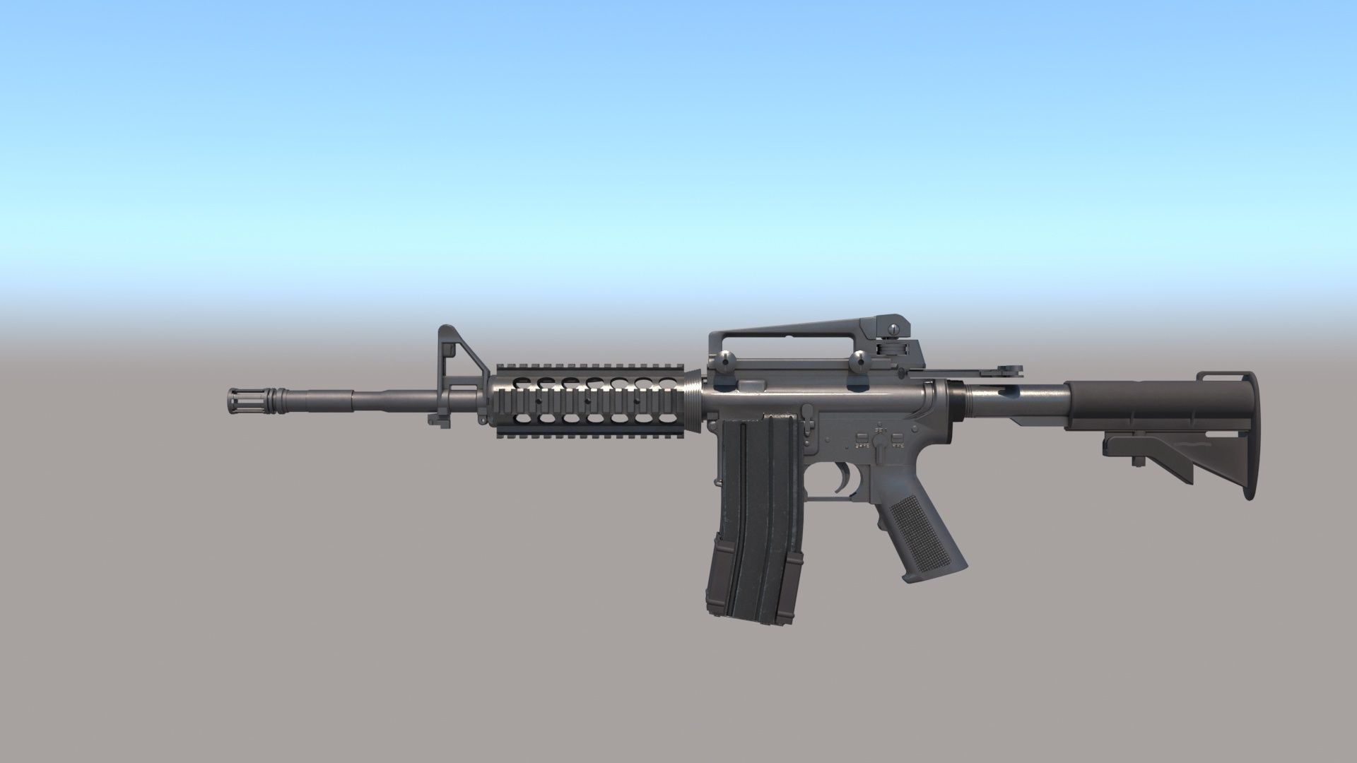 M4A1 Custom Low-poly 3D model_11