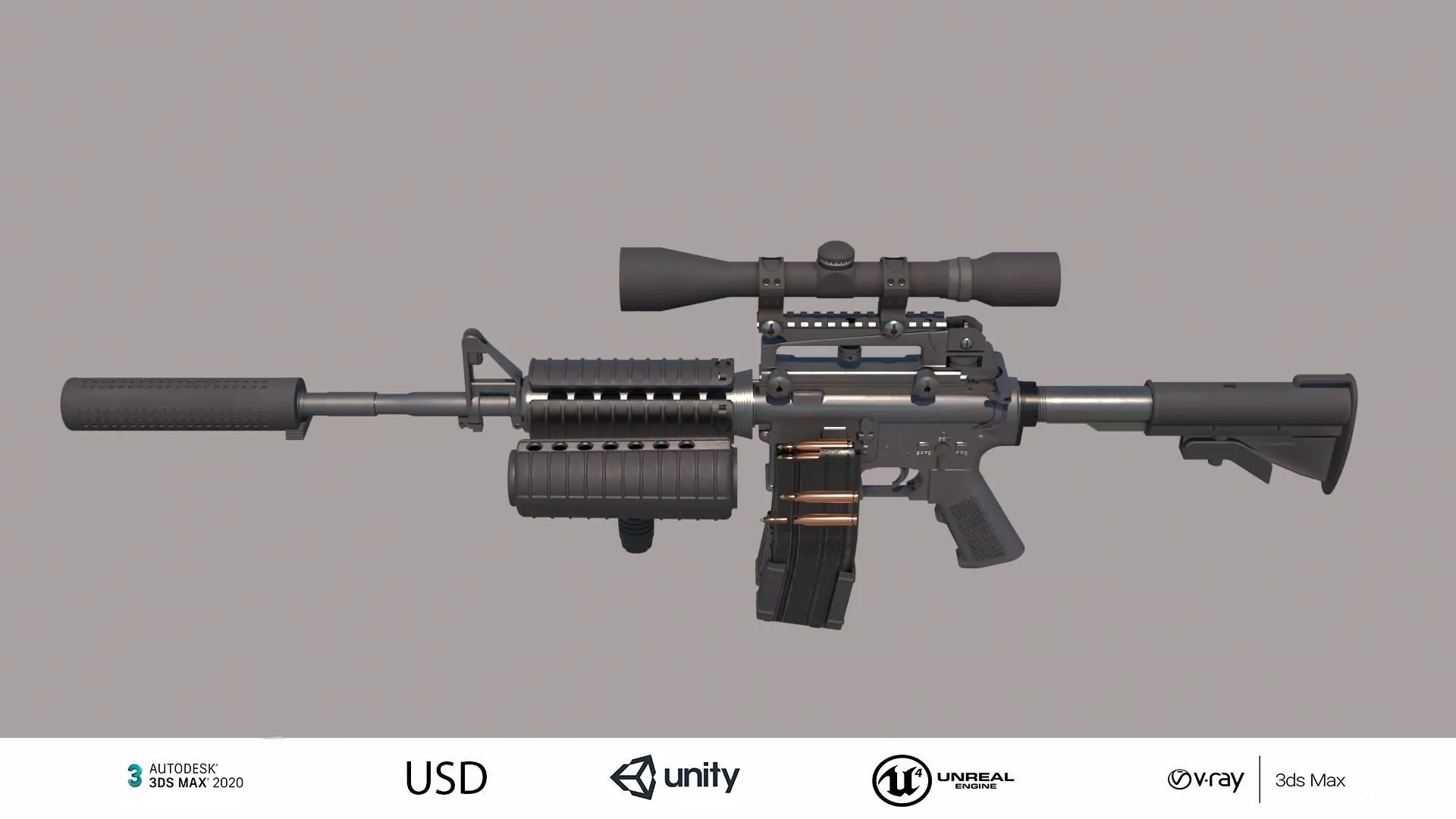 M4A1 Custom Low-poly 3D model_0