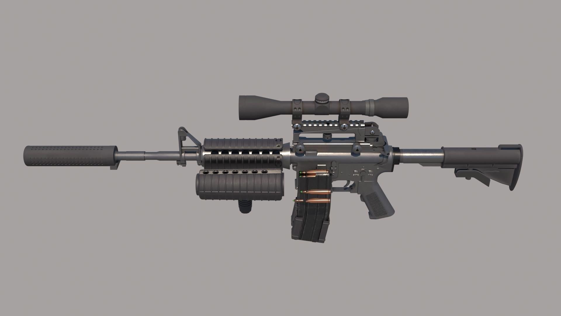 M4A1 Custom Low-poly 3D model_5