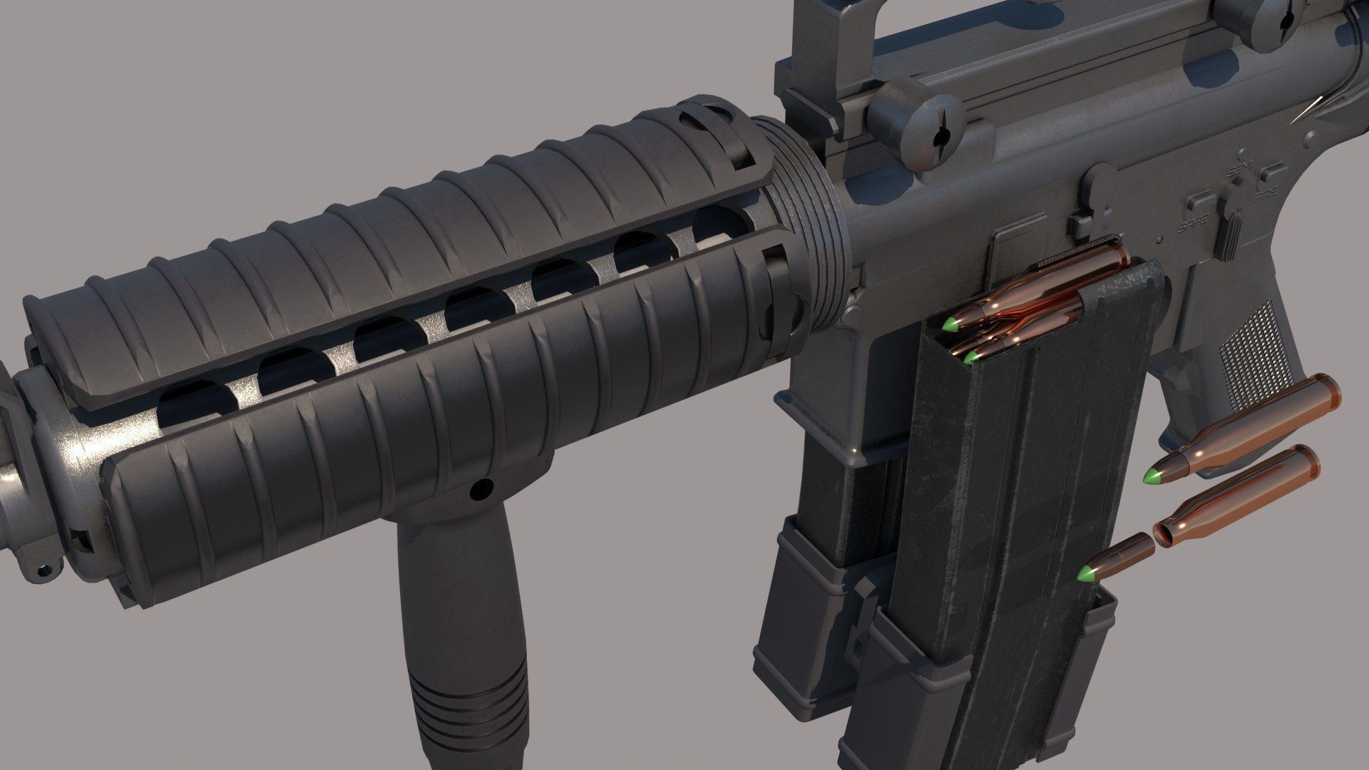 M4A1 Custom Low-poly 3D model_4