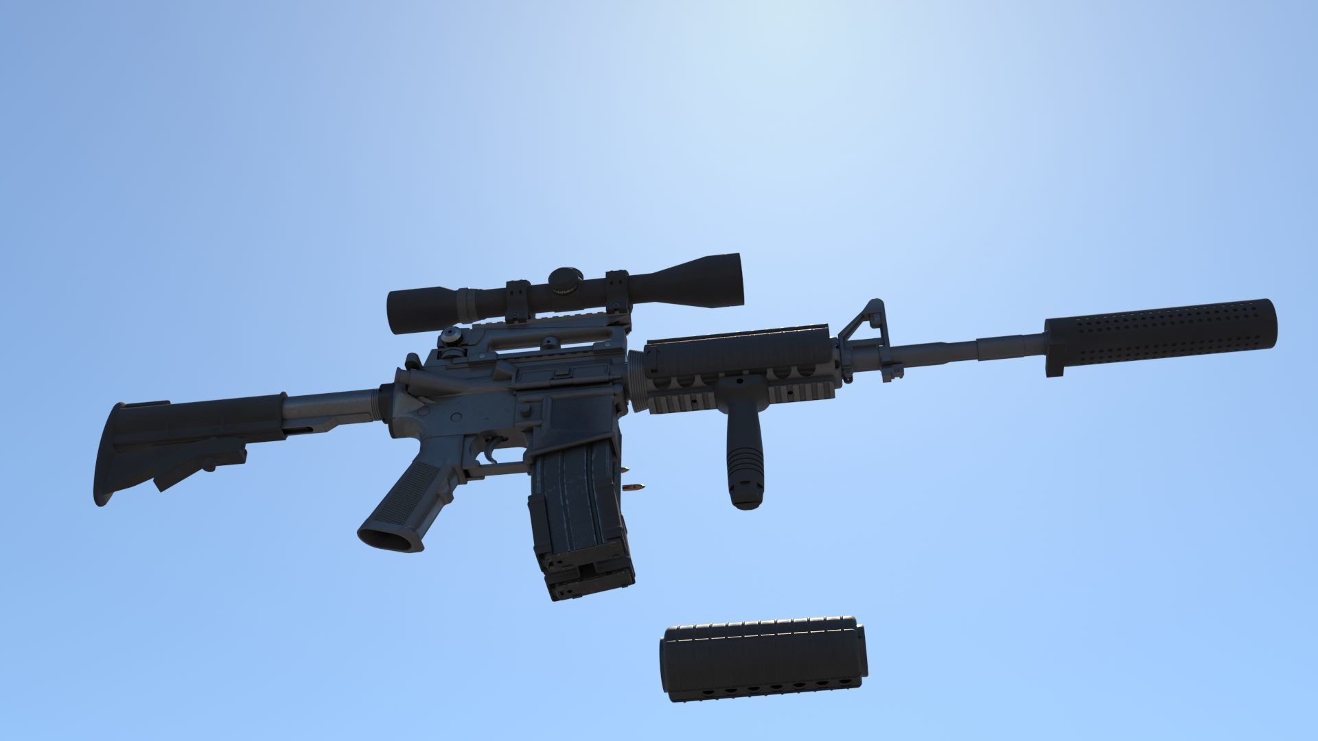 M4A1 Custom Low-poly 3D model_6