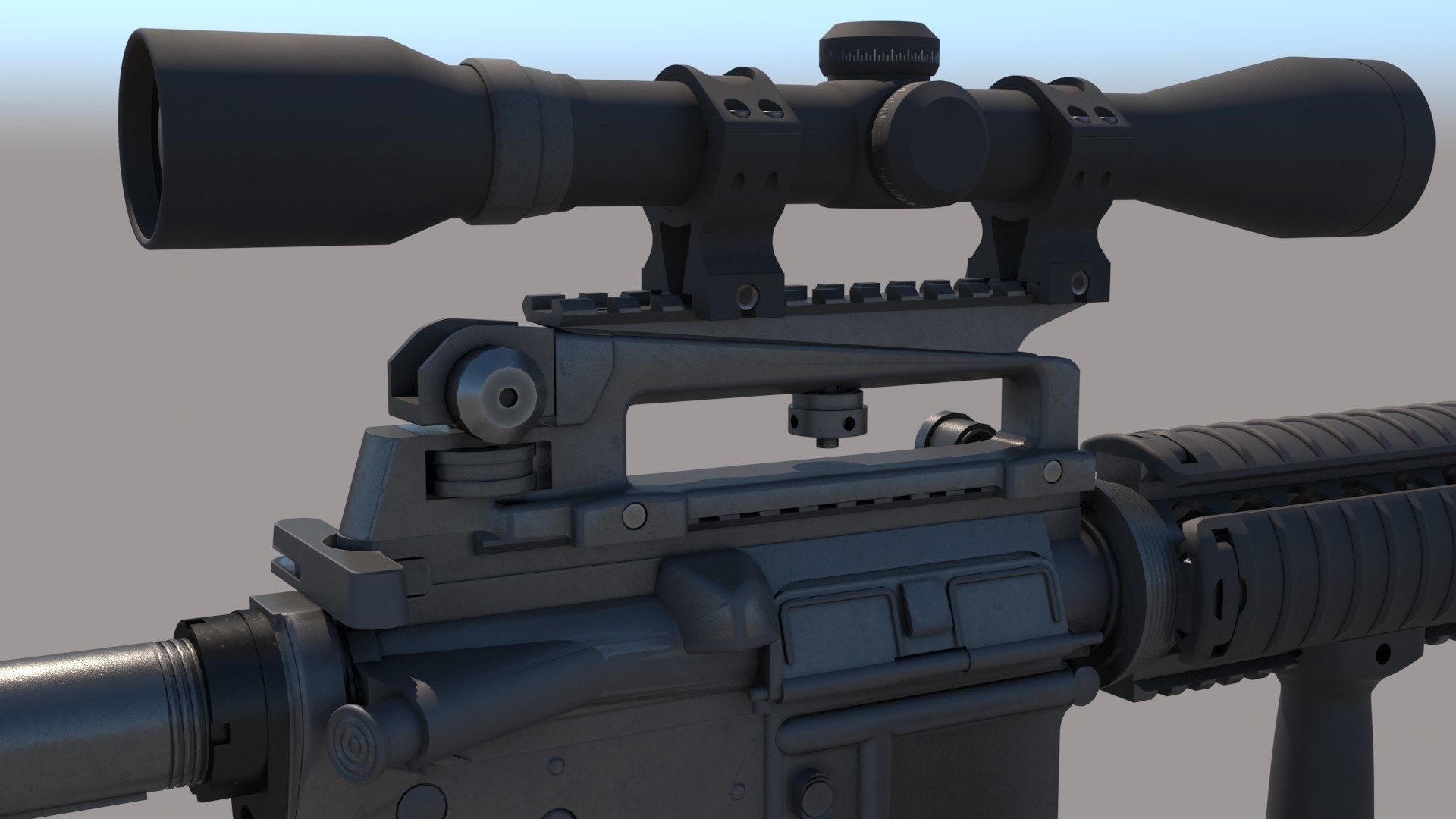 M4A1 Custom Low-poly 3D model_8