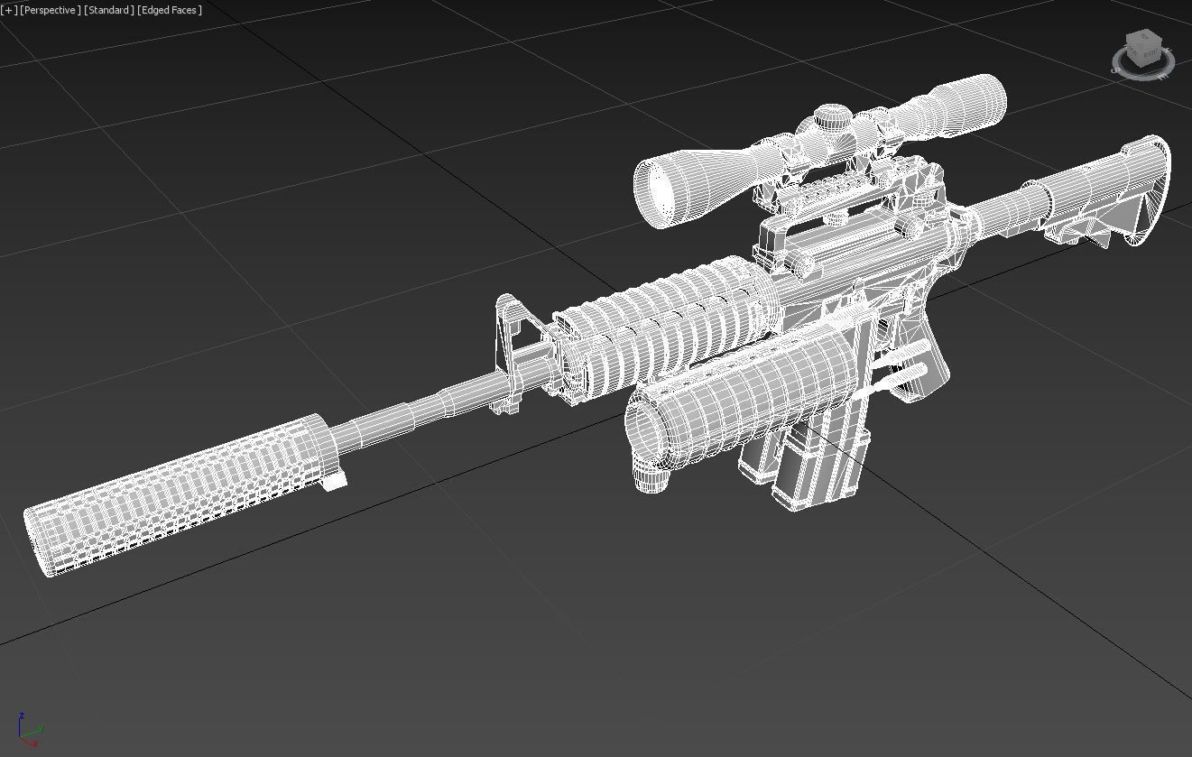 M4A1 Custom Low-poly 3D model_13