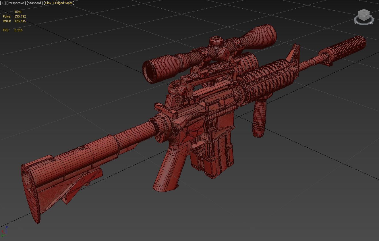 M4A1 Custom Low-poly 3D model_17