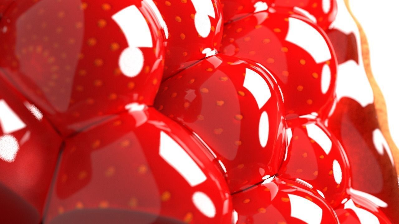 Strawberry cake Low-poly 3D model_1