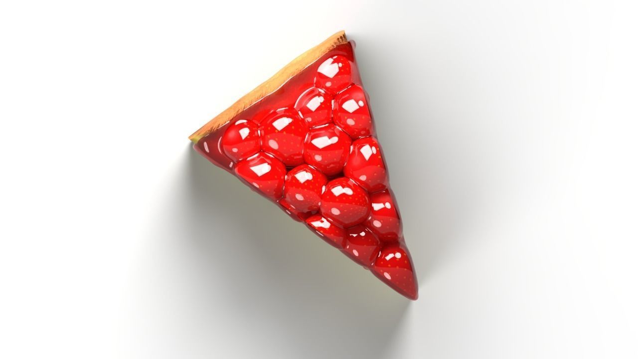 Strawberry cake Low-poly 3D model_4