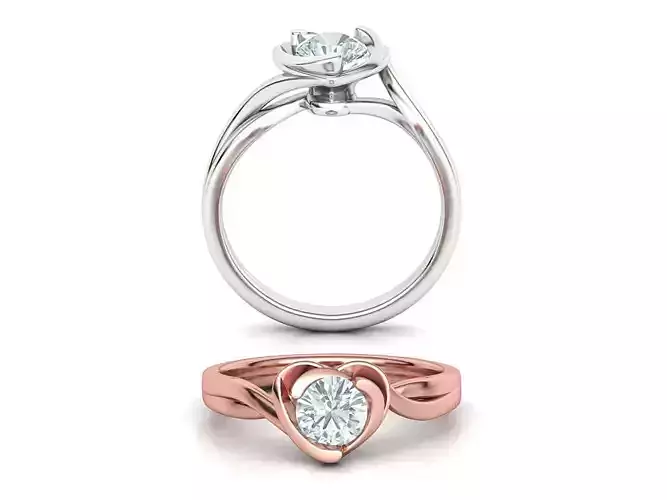Brief Heart Solitaire Engagement ring version 2  3D print model