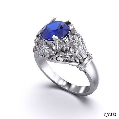 CJC0313 Ladies diamond sapphire ruby emerald freevideo rings 3D print model
