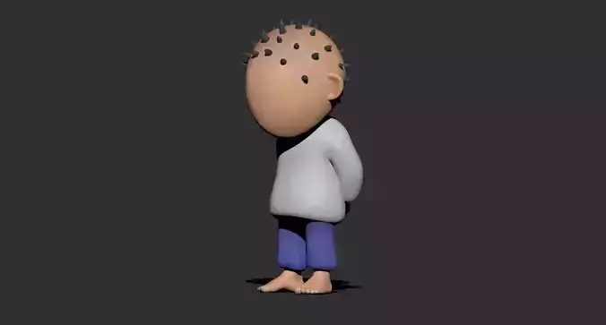Handala cartoon character with spiked hair 3D print model