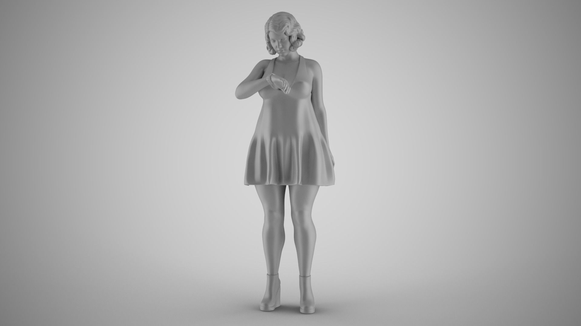 Waiting Woman 3D print model_3