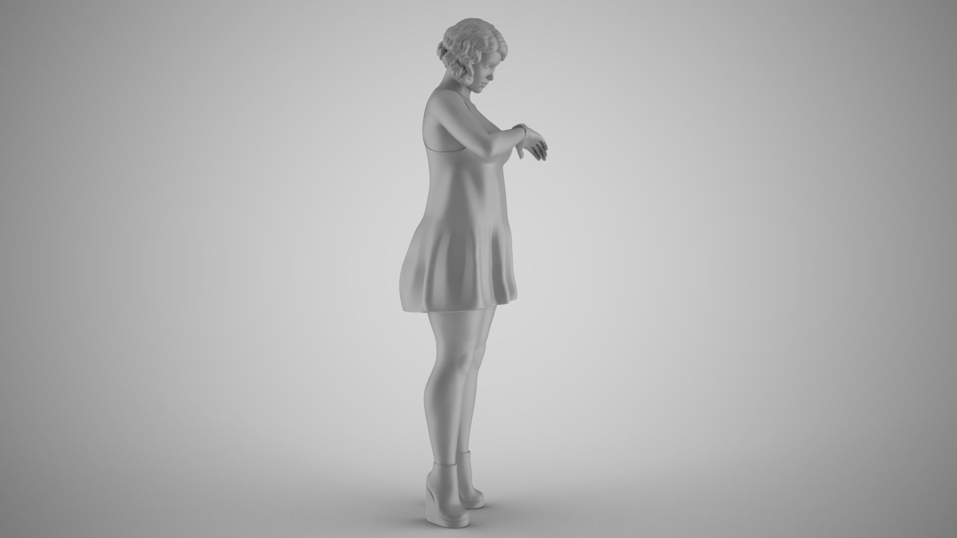 Waiting Woman 3D print model_2