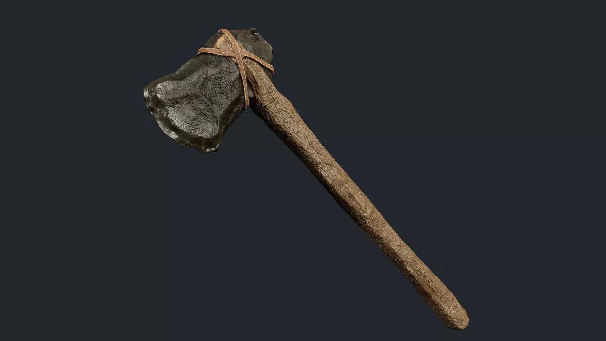 Crafted Stone Axe PBR UNITY UE4 Low-poly 3D model_0
