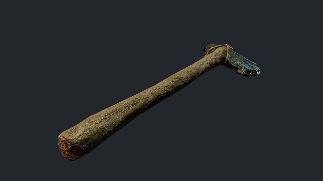 Crafted Stone Axe PBR UNITY UE4 Low-poly 3D model_2