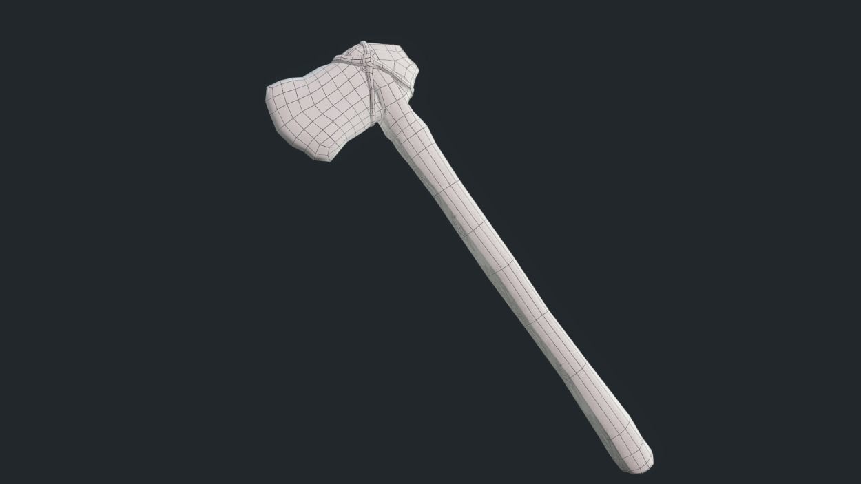 Crafted Stone Axe PBR UNITY UE4 Low-poly 3D model_1
