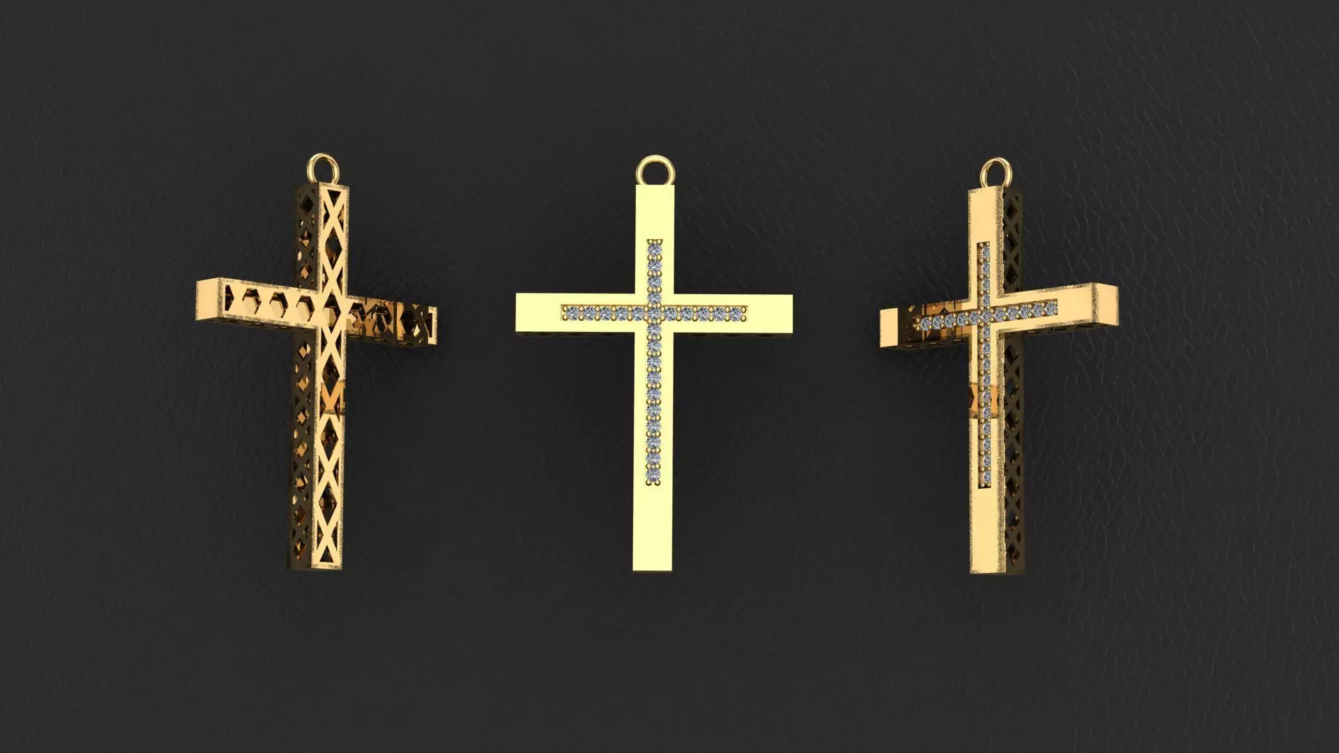 Fashion Gold Cross with Gemstones 3D print model 1-30 stones 3D print model_0