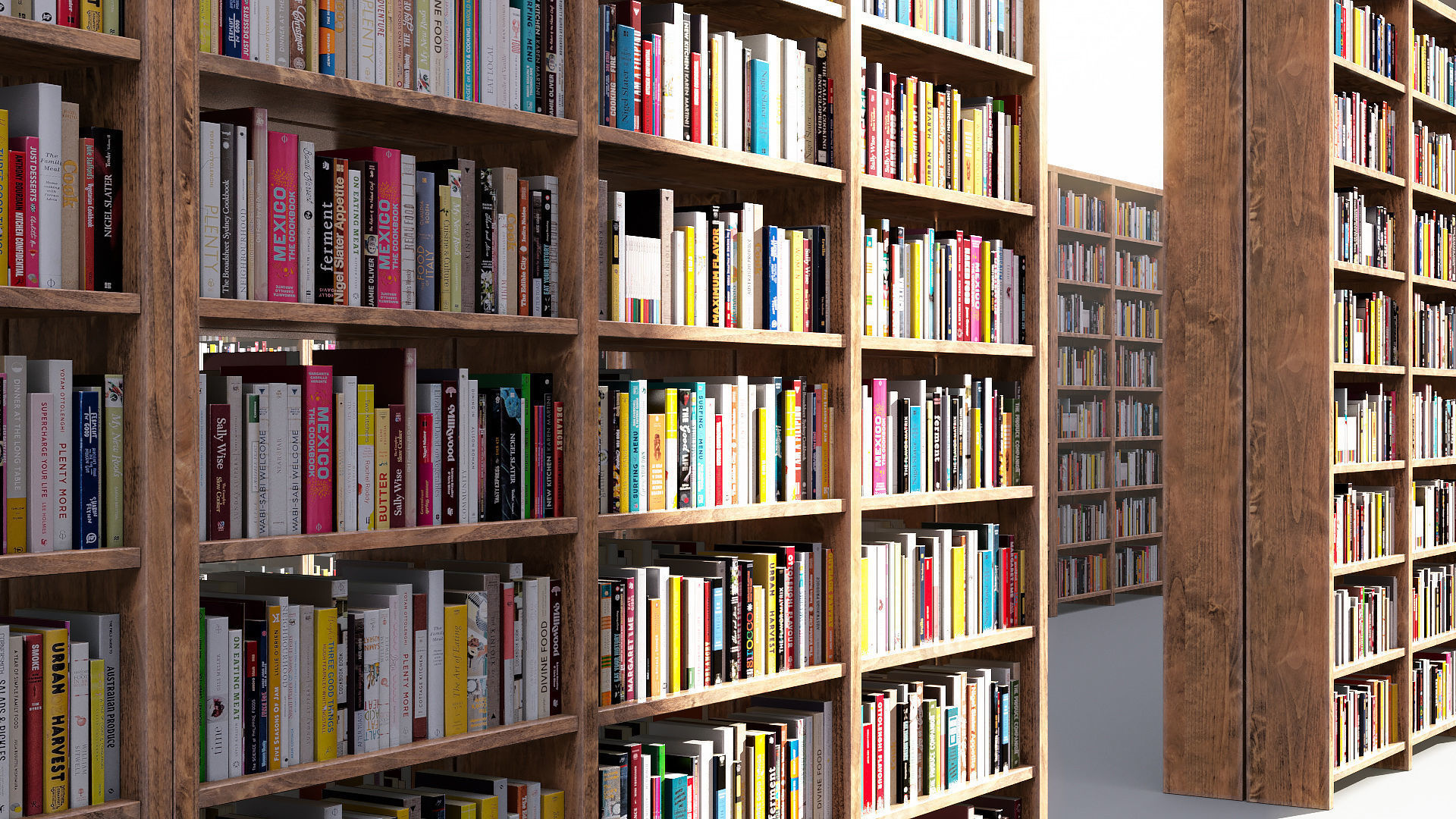 Library books shelves Low-poly 3D model_4