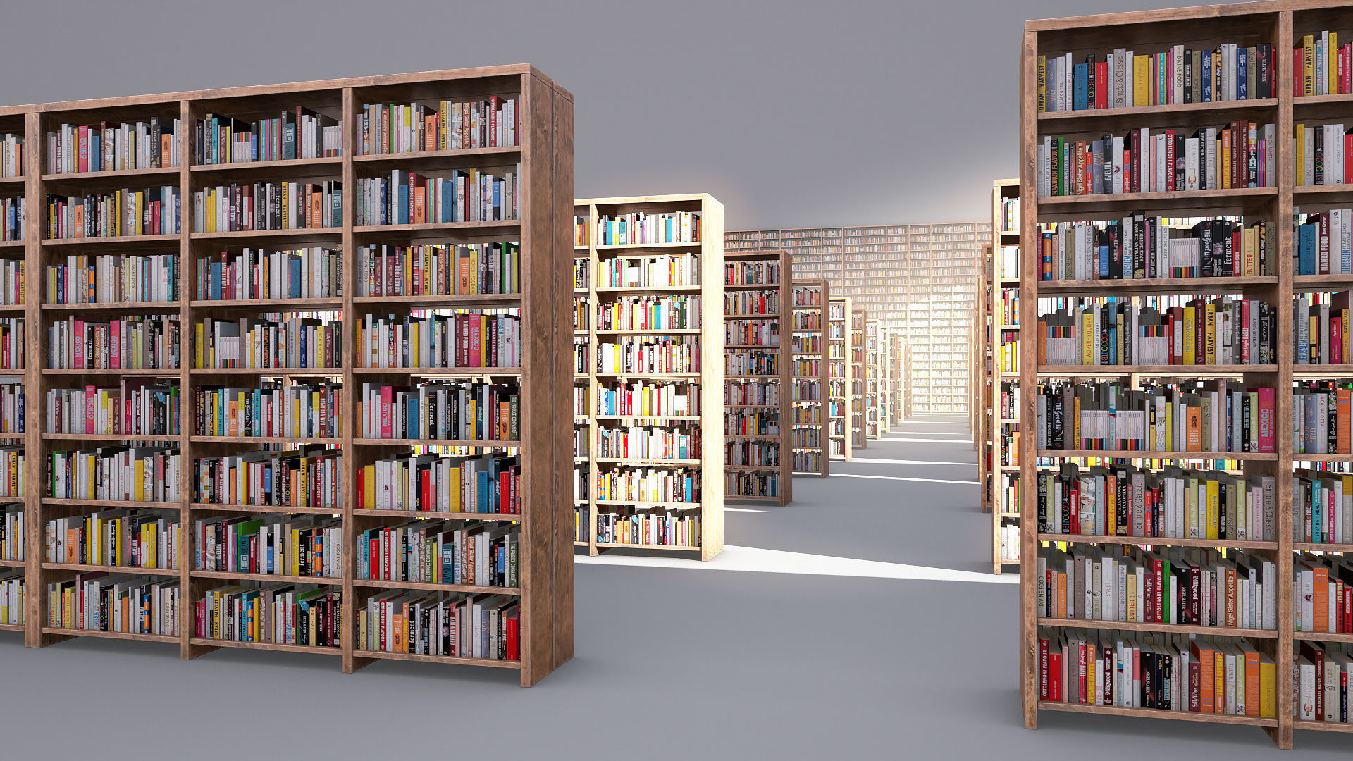 Library books shelves Low-poly 3D model_1