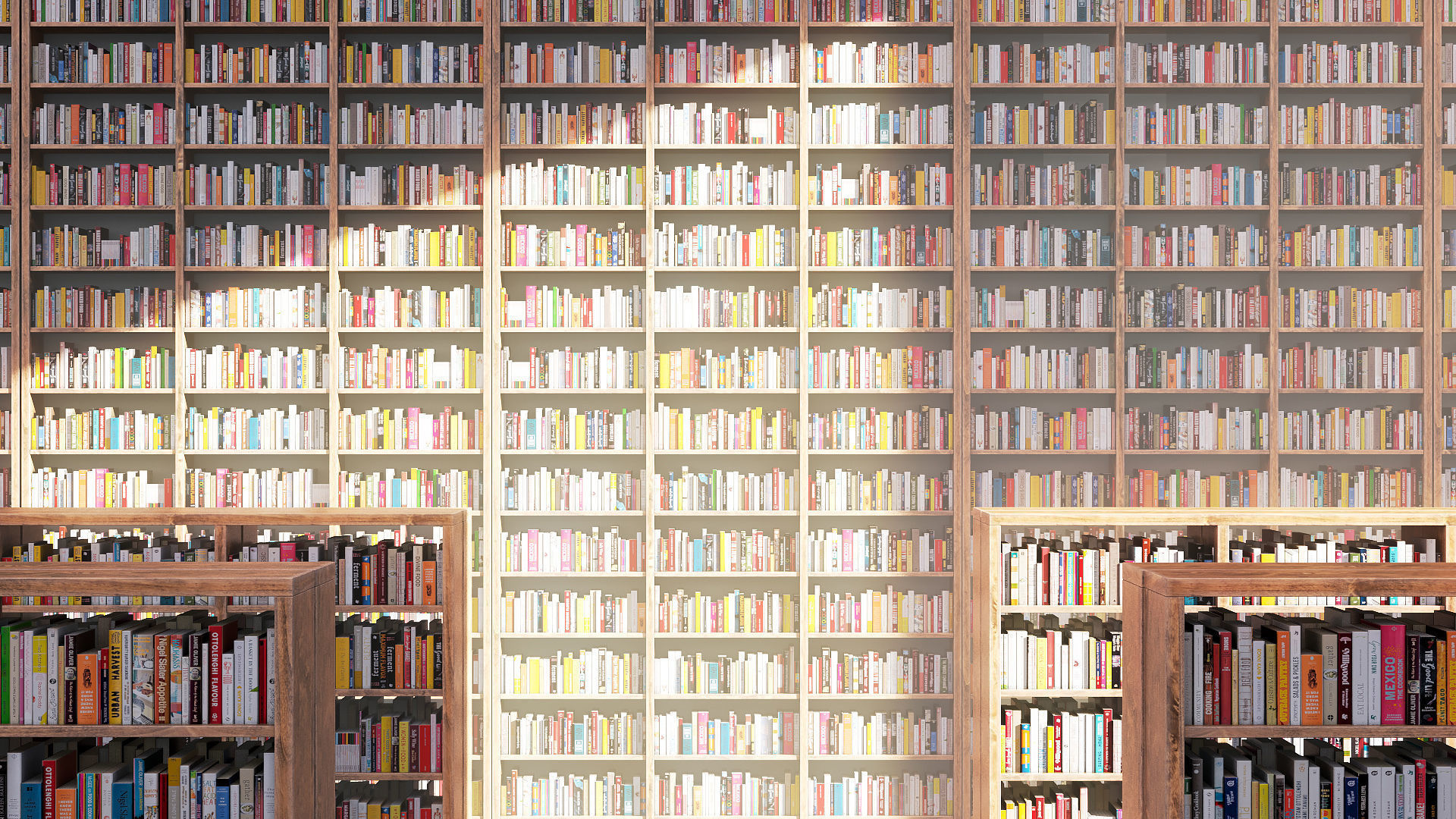 Library books shelves Low-poly 3D model_5