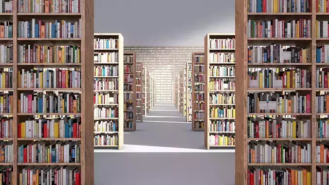 Library books shelves Low-poly 3D model