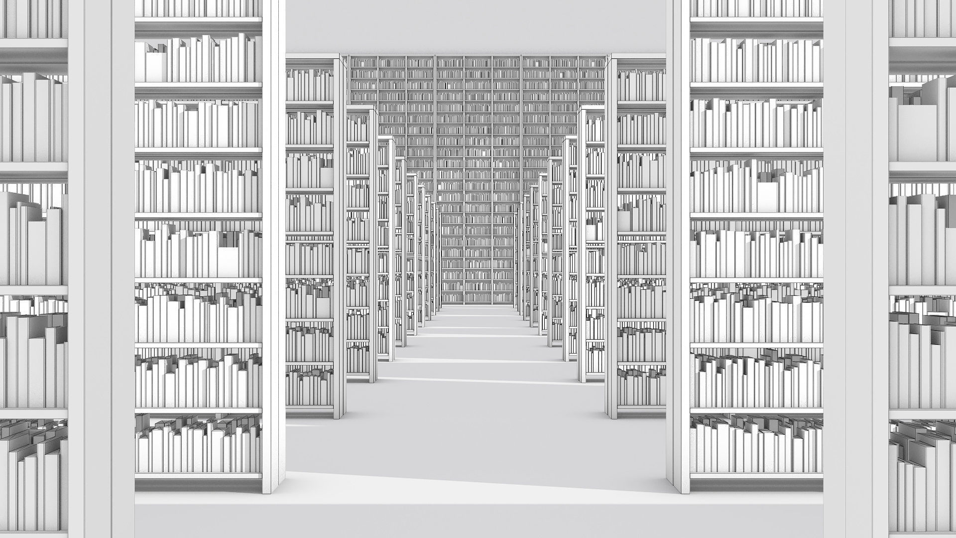 Library books shelves Low-poly 3D model_8