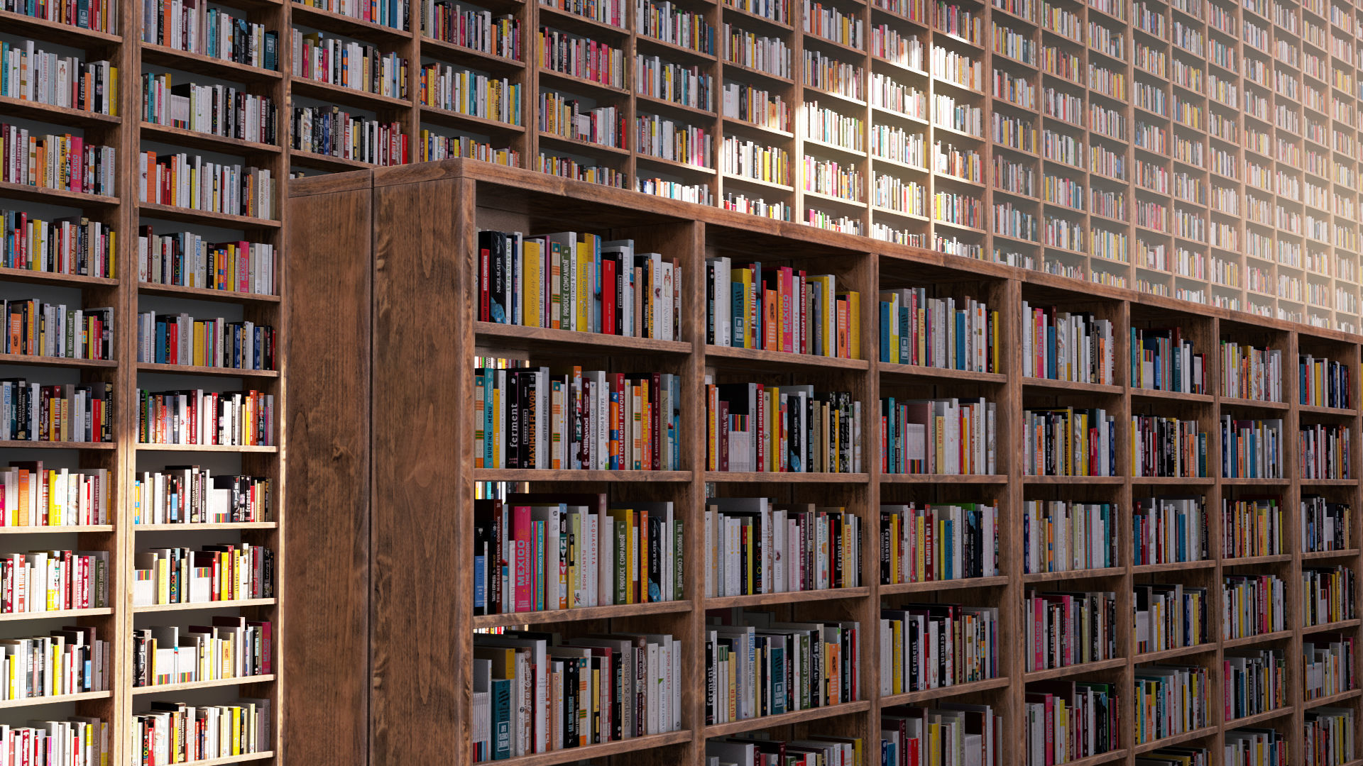 Library books shelves Low-poly 3D model_6