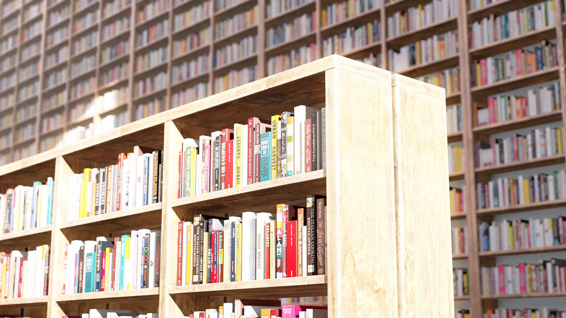 Library books shelves Low-poly 3D model_2