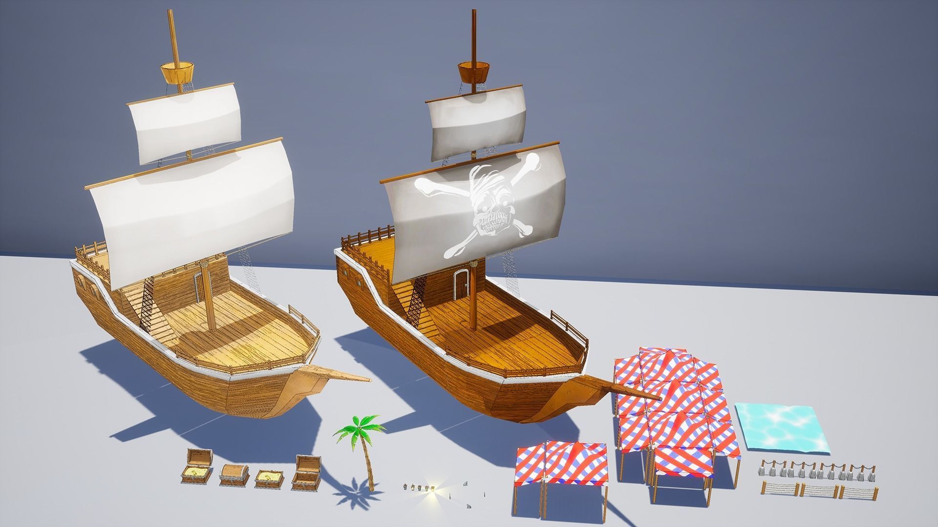 Pirate - Modular Kit Low-poly 3D model_8