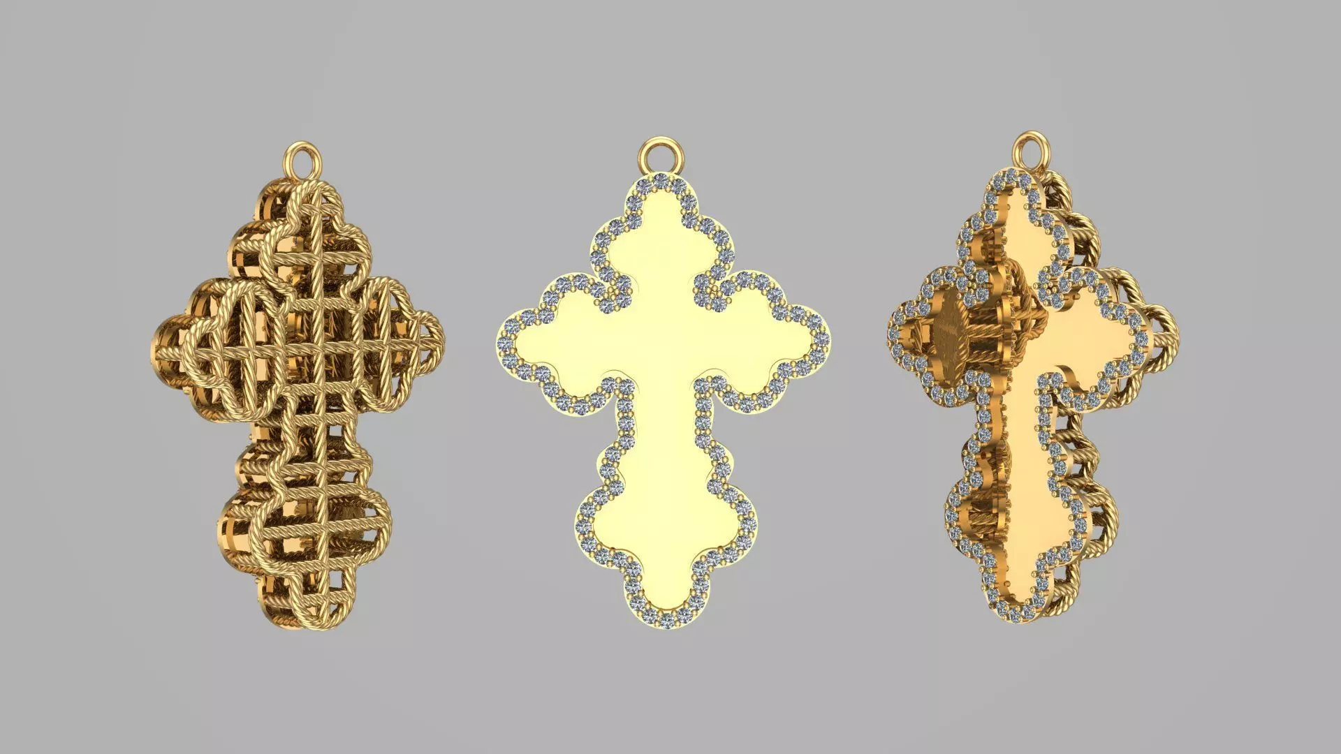 Fashion Gold Cross with Gemstones 3D print model 1-30 stones 3D model ...