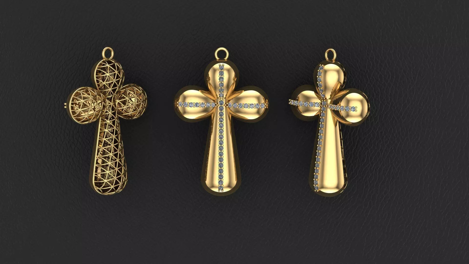 Fashion Gold Cross with Gemstones 3D print model 1-30 stones 3D model ...