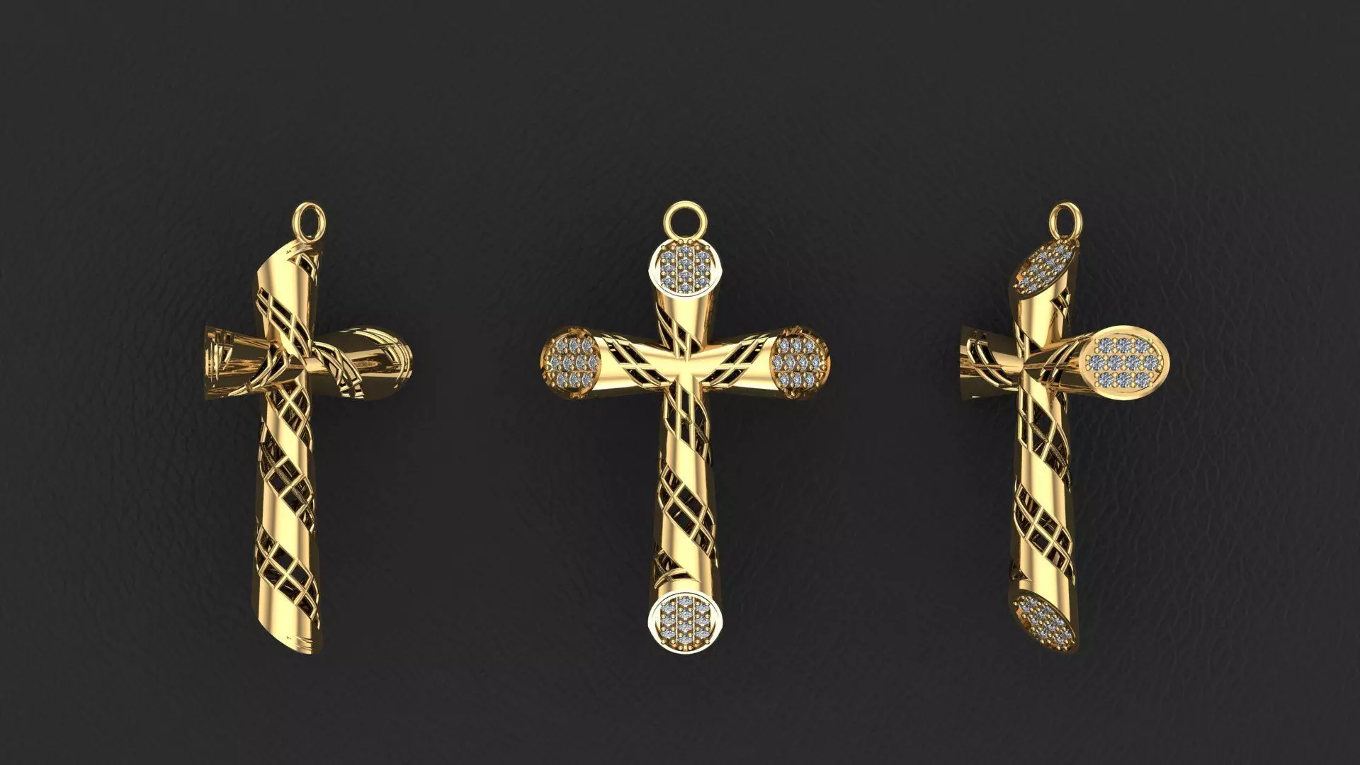 Fashion Gold Cross with Gemstones 3D print model 1-30 stones 3D print model_0