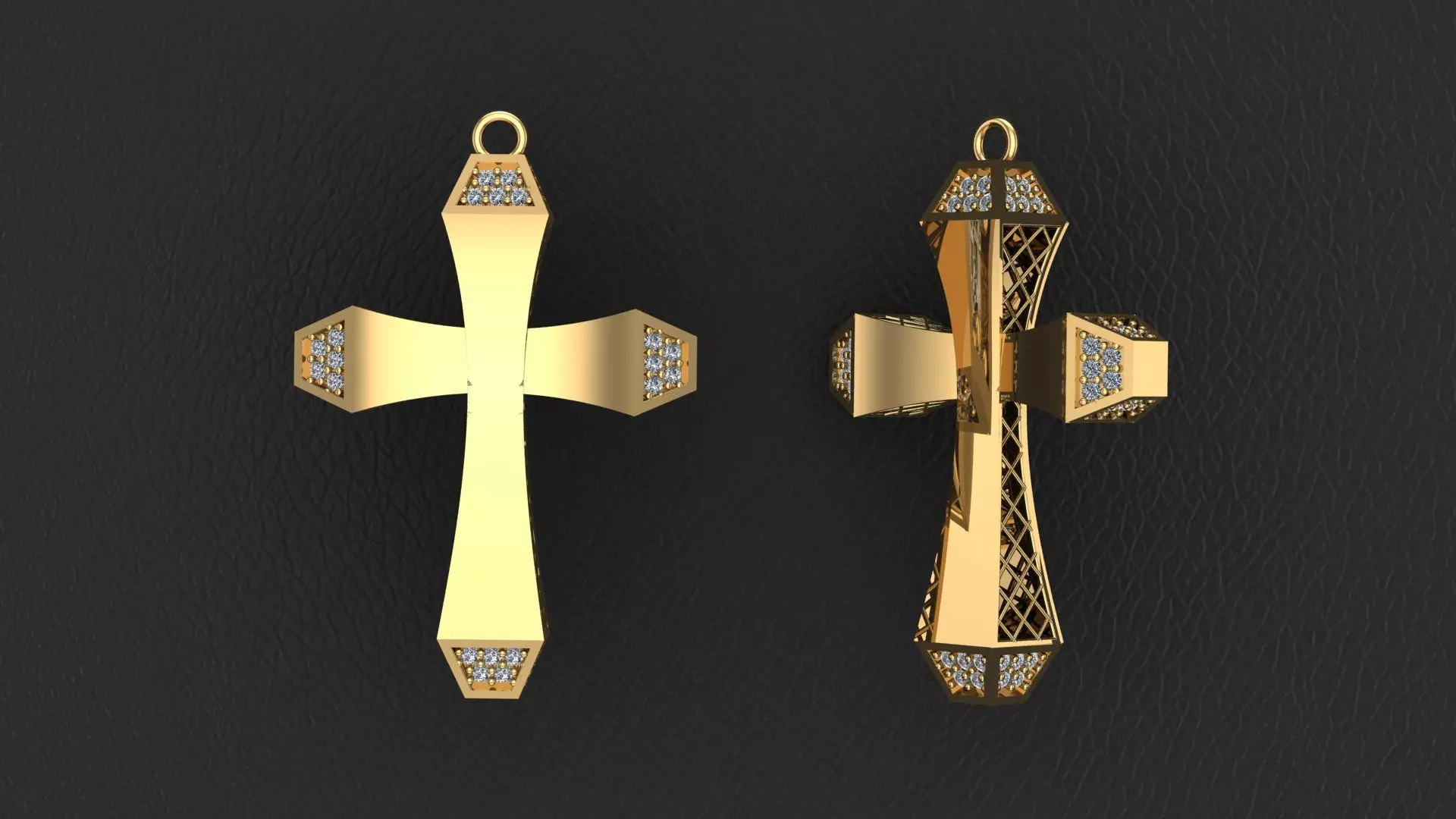 Fashion Gold Cross with Gemstones 3D print model 1-30 stones 3D print model