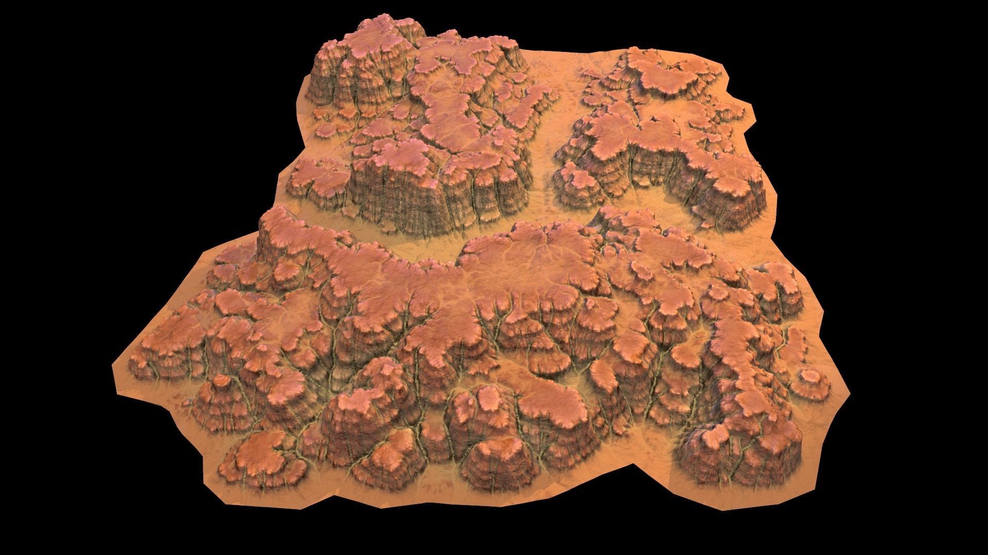 Game Ready Background PBR Canyon Low-poly 3D model_4