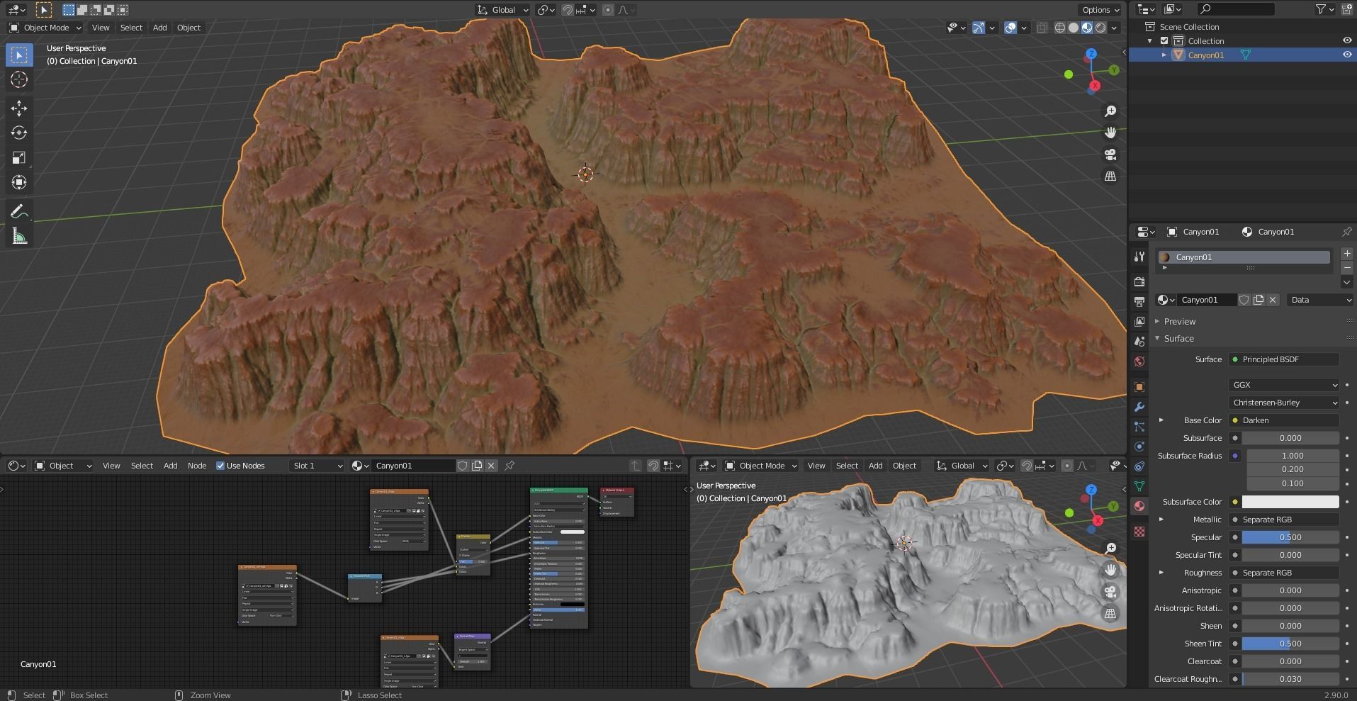 Game Ready Background PBR Canyon Low-poly 3D model_6