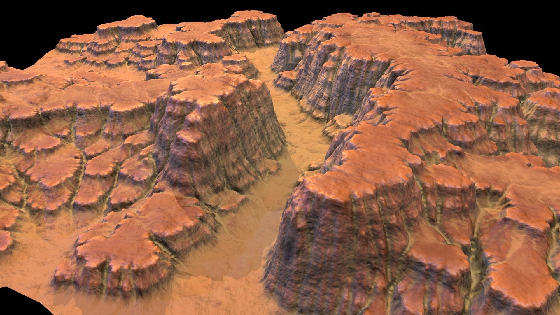 Game Ready Background PBR Canyon Low-poly 3D model_3