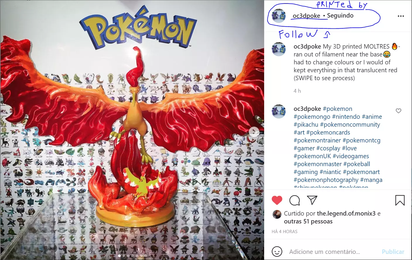 Moltres The Legendary Bird Pokemon 3D print model