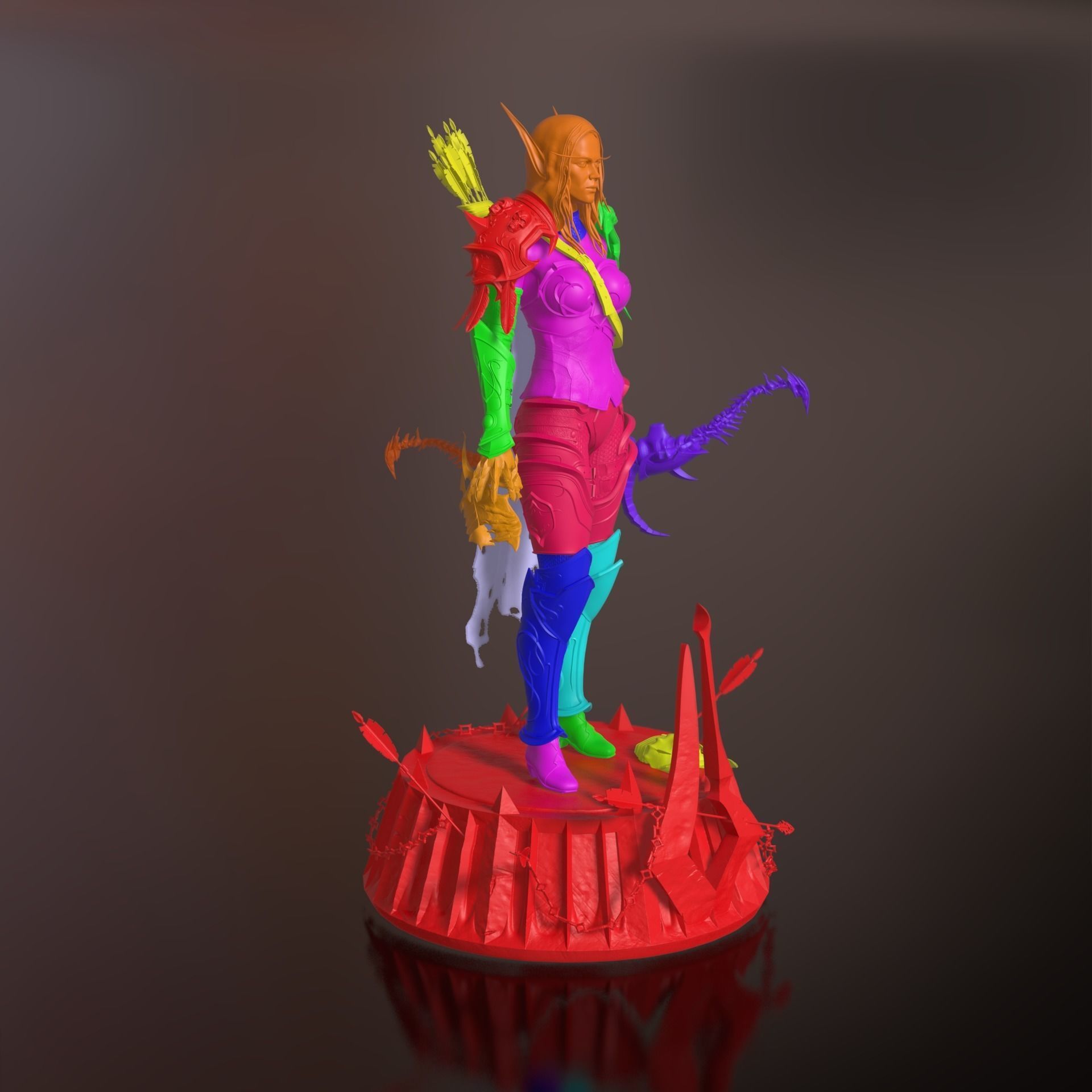 Sylvanas windrunner Shadowlands statue 3D print model_8