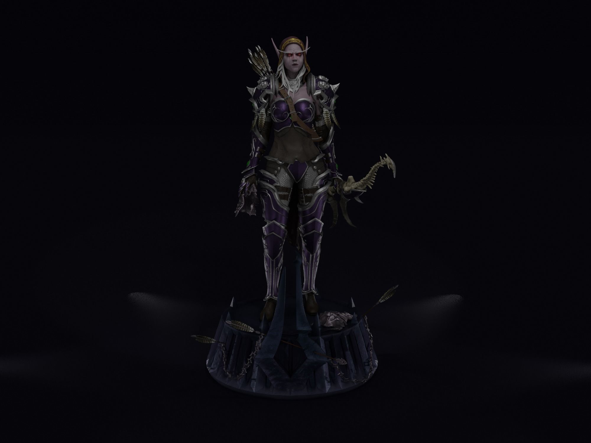 Sylvanas windrunner Shadowlands statue 3D print model_1