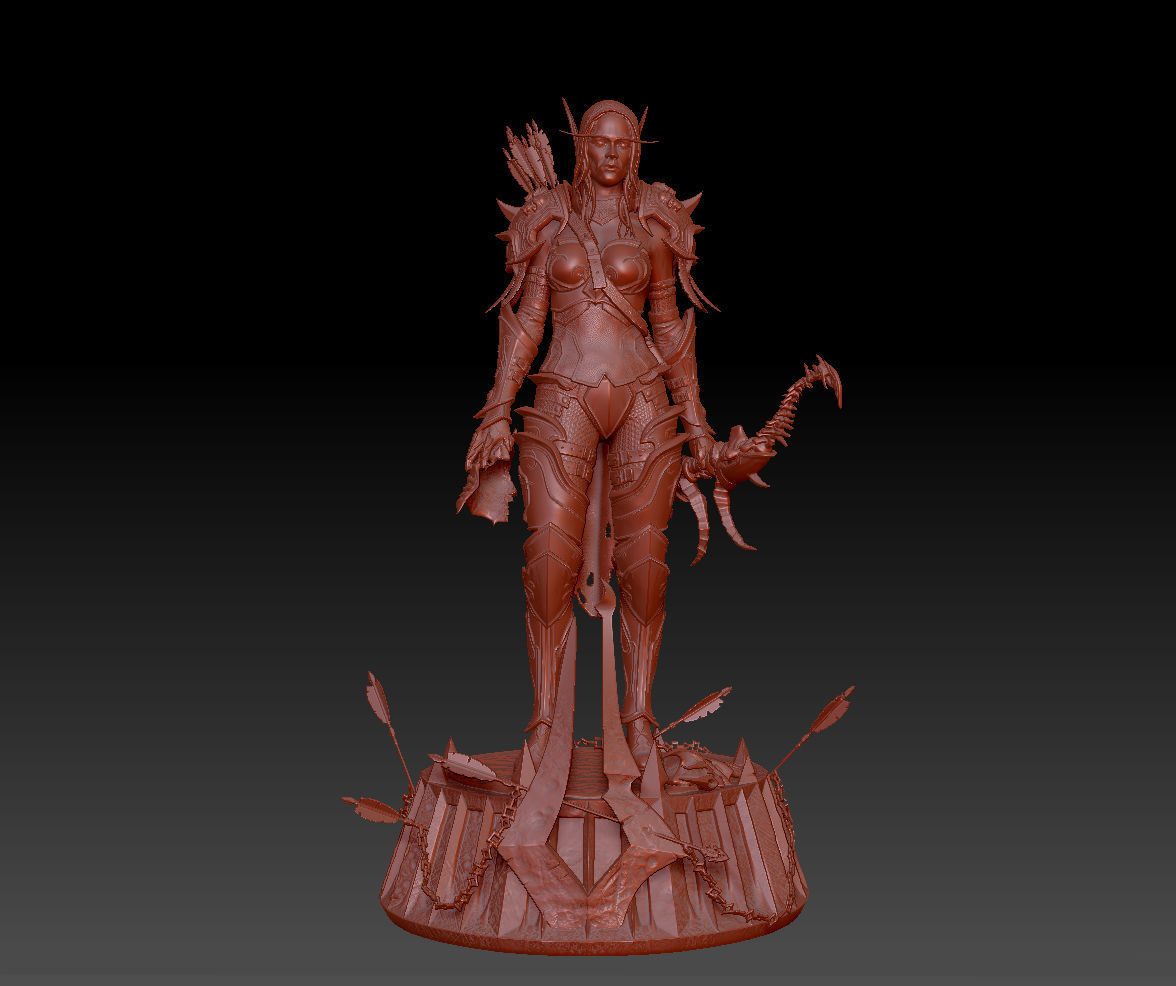 Sylvanas windrunner Shadowlands statue 3D print model_6