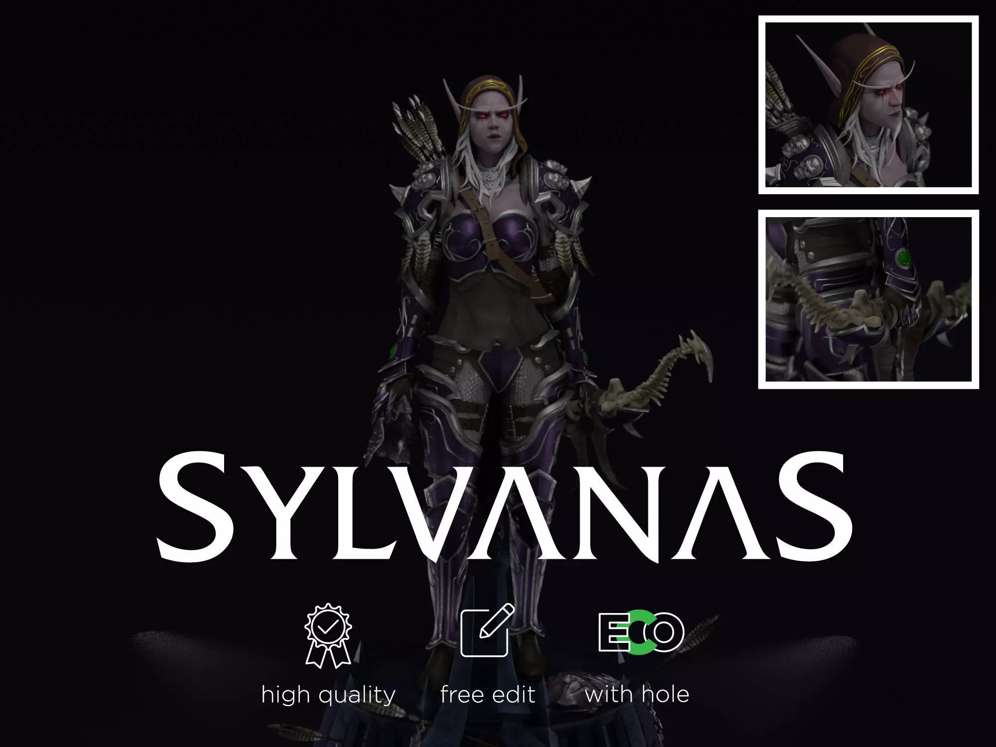 Sylvanas windrunner Shadowlands statue 3D print model_0