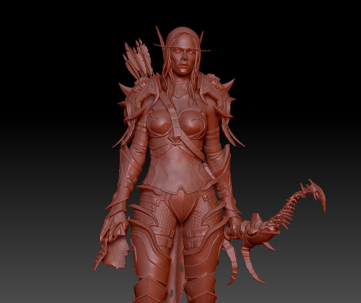 Sylvanas windrunner Shadowlands statue 3D print model_25